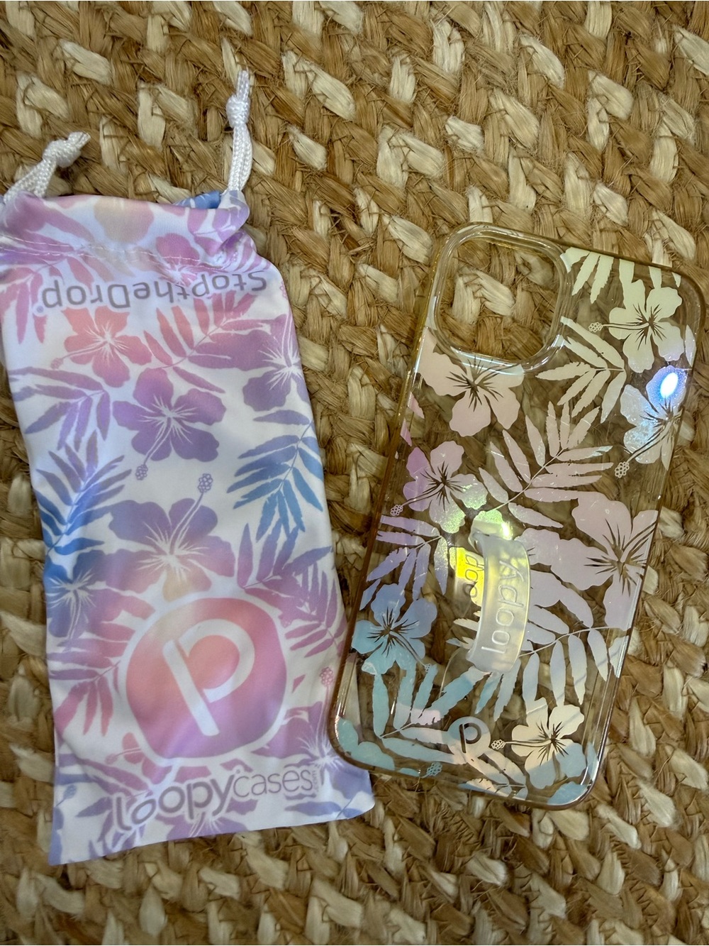 Loopy Tropical Floral Clear Phone Case in Iridescent
